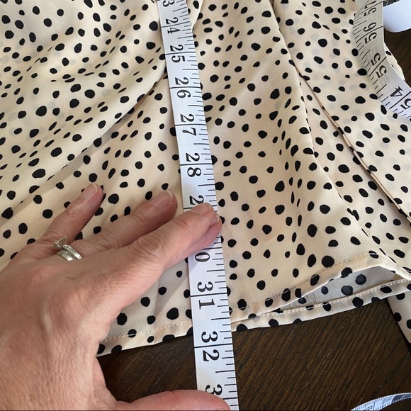 Pink Lily Faux Wrap Polka Dot Dress Cream & Black Mini - Picture 9 of 12